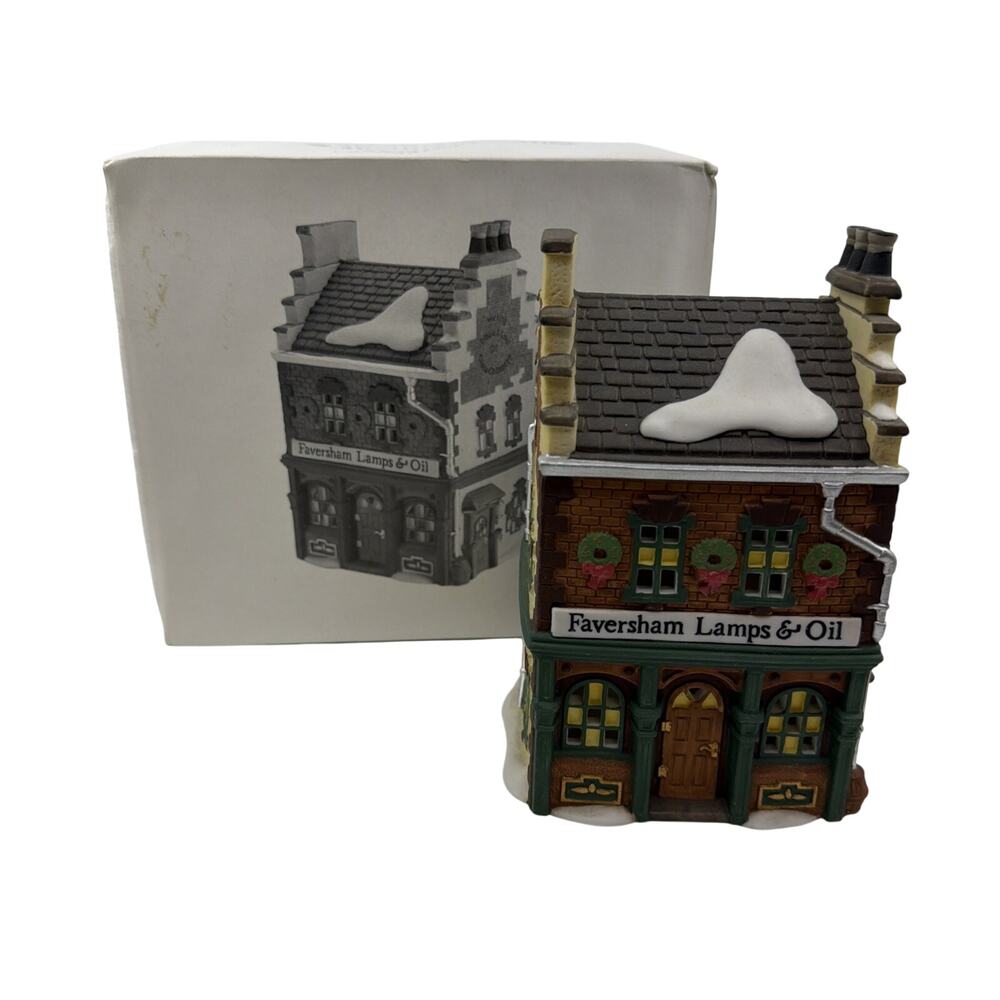 Vintage Dept 56 Dickens Village Faversham Lamps & Oil Light w/ Box